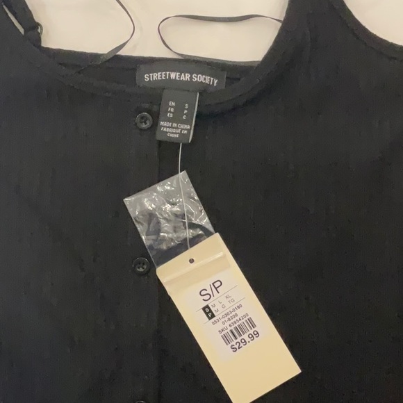 Streetwear Society|Black Spaghetti Strap|Ribbed Button Up|Long Dress | Size Sm - Picture 5 of 7